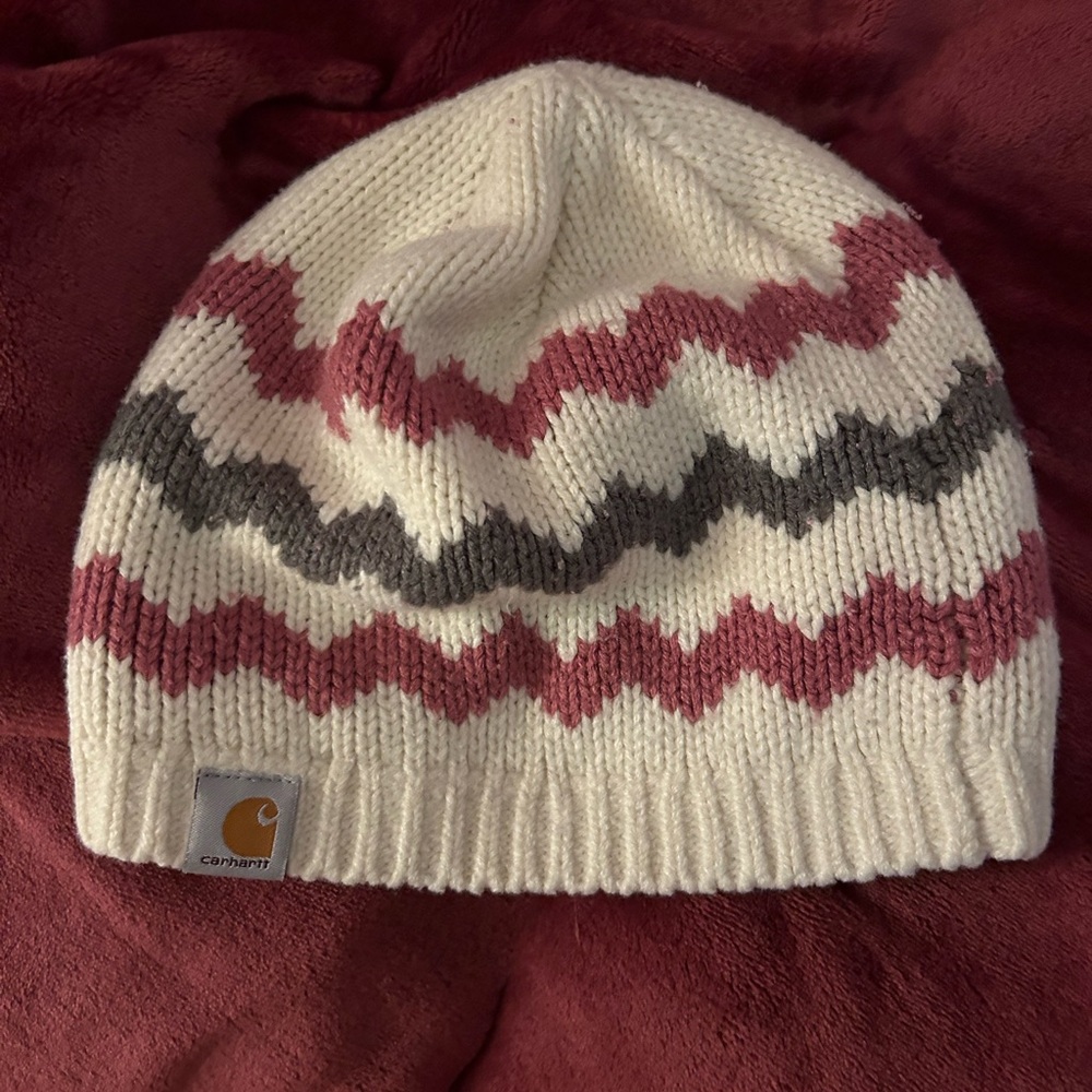 Carhartt Knit Beanie - Cream, Pink, and Gray